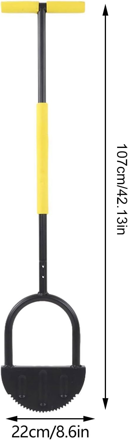 Garosa Half Moon Lawn Edger High Hardness Carbon Steel Sidewalk Grass Long Handled Step Edger Manual Trimming Shovel for Garden Yellow Black