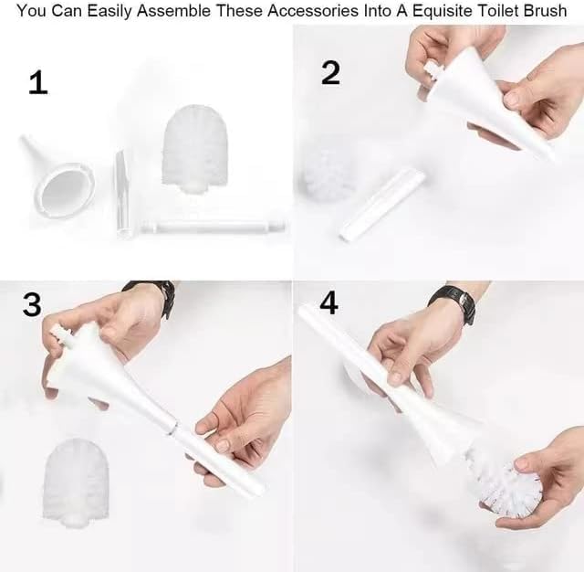 White Toilet Brush and Holder Set,Modern Bathroom Decor Closed Toilet Bowl Brush Household Cleaning Brush for Bathtub