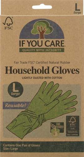 If You Care Latex Gloves,Large, 1 Pair - For Gardening,Dishwashing,Cleaning Kitchen and Bathroom, 100% Cotton Lined,Reusable for Women & Men,Green,(Pack of 12)