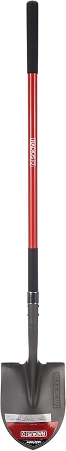 Radius Garden 58-in Long Handle Round Point Digging Shovel, Steel Shovel Head with Fiberglass Shaft