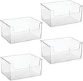 mDesign 4 Pack Clear Plastic Modern Open Front Dip Storage Organizer Bin Basket - 12x12x45 inches, 25.66L Capacity - Household Organization - Shelves, Cubby, Cabinet, Closet - Ligne Collection