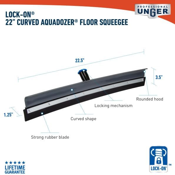 Unger Professional Lock-On 22” Curved AquaDozer, Lightweight Rubber Durable Squeegee for Tile, Smooth Concrete, Basements & Hurricane Clean-Up