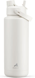 POWCAN 40 oz Insulated Water Bottle with 2-in-1 Straw and Spout Lid, Keep Cold 24H, Leak-Proof, BPA-Free, Double Wall Stainless Steel Water Bottle for Sports, Gym, Travel, and School (Ivory)