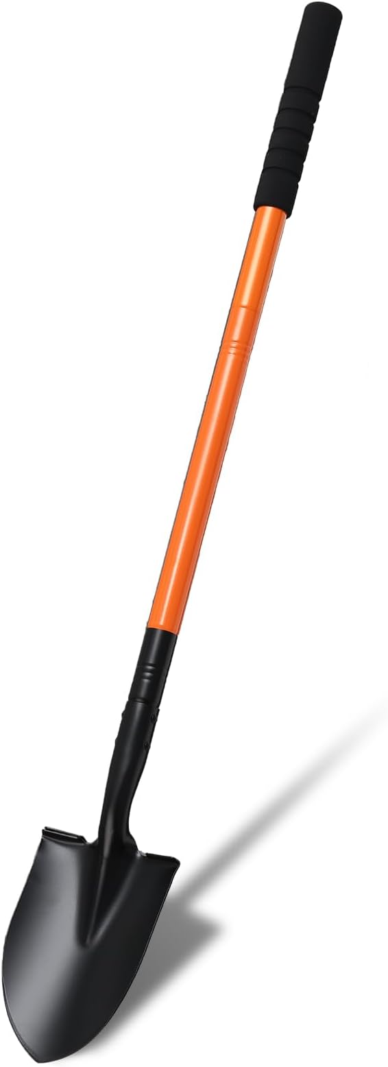 Small Shovel 43.3Inch Durable Metal Shovel for Digging Small Spade Shovel Garden Shovel for Gardening Digging Camping Farming and Outdoors, Orange