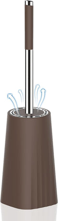 SetSail Toilet Brush, Compact Size Toilet Bowl Brush and Holder Toilet Brushes for Bathroom with Stainless Steel Handle Toilet Cleaner Brush with Durable Scrubbing Bristles, Brown
