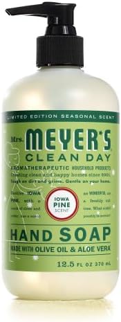 Mrs. MEYER'S Clean Day Iowa Pine Scent Variety Pack, Hand Soap 12.5 OZ, Dish Soap 16 OZ, Multi-Surface Cleaner 16 OZ, Room Freshener 8 OZ, Liquid Hand Soap Refill 33 OZ, 1 CT