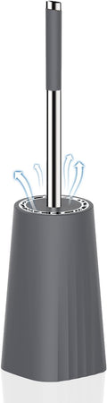 SetSail Toilet Brush, Compact Size Toilet Bowl Brush and Holder Toilet Brushes for Bathroom with Stainless Steel Handle Toilet Cleaner Brush with Durable Scrubbing Bristles, Grey