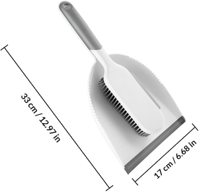 Beaupretty 2-pcs Mini Broom and Dustpan Set, White Grey Handheld Cleaning Brush Tools for Home Dust Removal, Bed and Desk Accessory for Indoor Sweeping