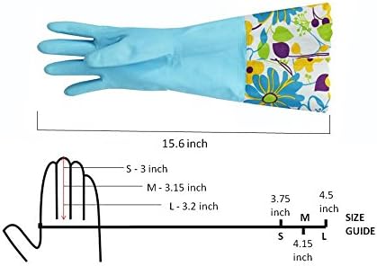 2 PAIRS Household Gloves Latex Free Cleaning Gloves with Soft Lining Long Cuff 15" & Grip, Medum, Pink/Blue