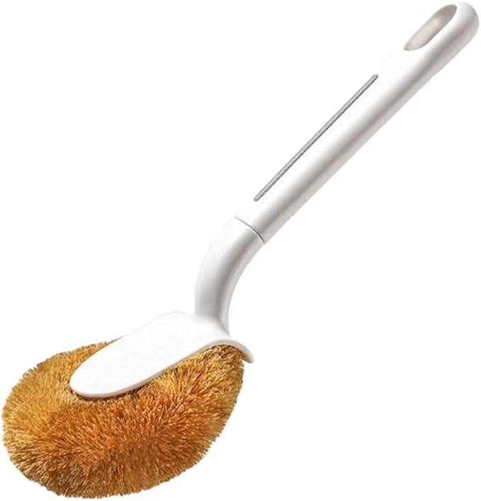 Natural Coconut Fiber Pot Scrubber with Handle – Multi-Surface Cleaning Brush for Pots, Pans, Stovetops, Kitchen Surfaces – Eco-Friendly Dishwashing Brush
