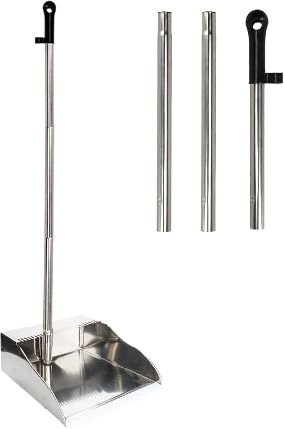 3 Pack Stainless Steel Dustpan Metal Dustpan with Handle Heavy Duty Dust Pan Upright Dust Pan for Home Office Lobby