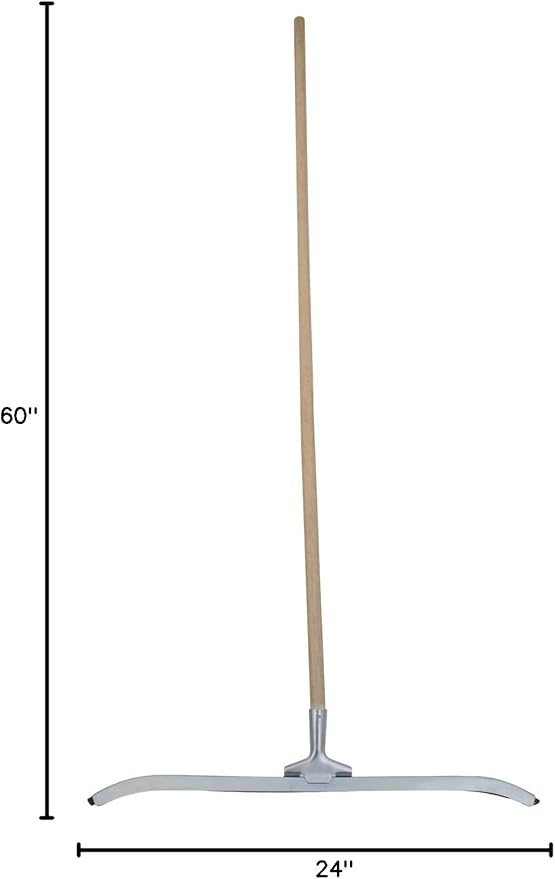 MARSHALLTOWN Asphalt Squeegee, 24 Inch Neoprene Curved Blade, 60 Inch Wood Handle, Spread Sealer Over Asphalt, Reversible, RED700247