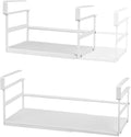 Under Shelf Storage Basket, 2 Pack Heavy-Duty Hanging Baskets Under Cabinet Shelf Organizer, Add-on Space Saver Kitchen, Pantry, Laundry Room, Slide-in White Shallow Depth