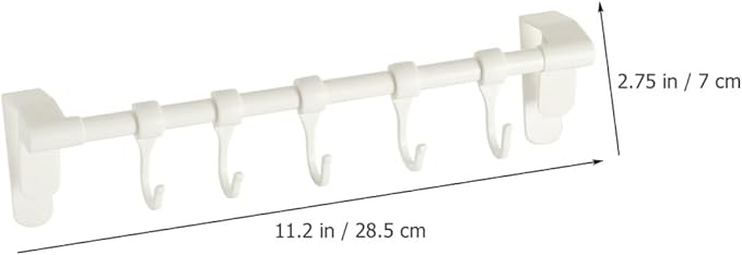 SUPVOX Kitchen Utensil Hooks 5pcs Under Cabinet Storage Rack White Plastic No-Drill Multi-Functional Hanging Organizer for Kitchen Cabinet