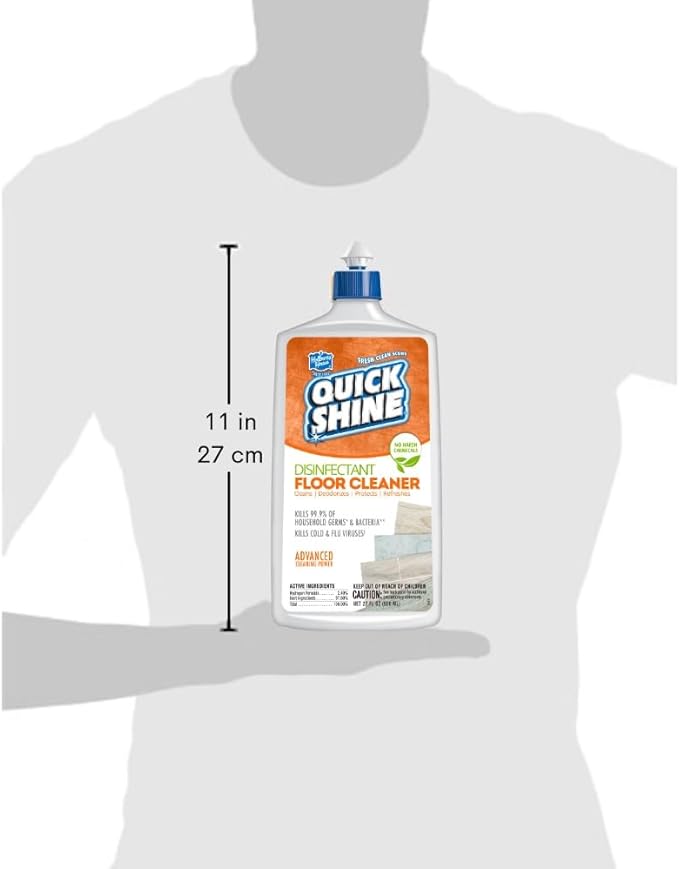 Quick Shine Disinfectant Floor Cleaner 27oz | Hospital Level Disinfectant Kills 99.9% Germs & Bacteria | Cleans w/Power of Hydrogen Peroxide & No Harsh Chemicals | Streak Free & Zero Residue