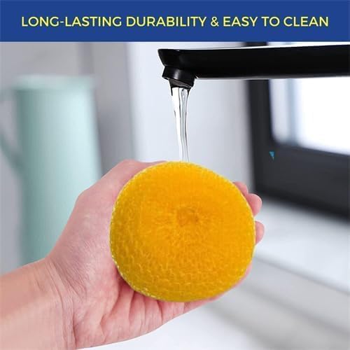 6Pcs Random Color Plastic Cleaning Ball Dish Cleaner Brush,Non Scratch Round Dish Scrubbers,Nylon Scouring Pads,Mesh Scourers Poly Mesh Scouring Dish Pads Cleaning Supplies for Dishes,Dishwashing