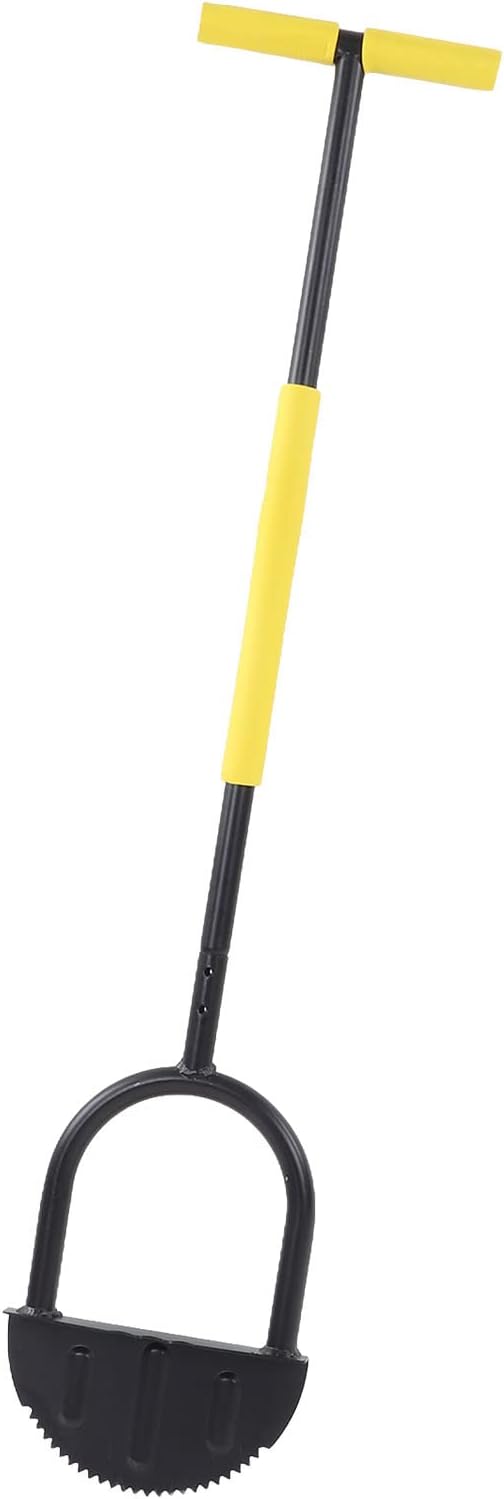 Half Moon Saw Tooth Lawn Edger Long Handle Garden Tool for Sidewalk Flower Bed Edging and Trimming