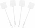 HARFINGTON 4pcs Fly Swatter 4.5"x3.9" Plastic Manual Heavy Duty Long Handle Fly Swatter for Home Indoor Outdoor, White