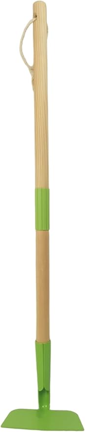 Small Garden Hoe-Kid's Size Wooden Handle Metal Head Hoe (Green)