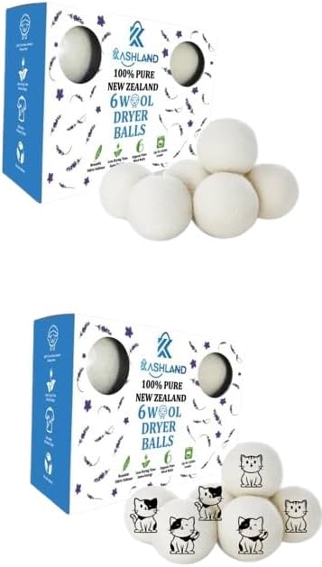 Organic Wool Dryer Balls: Eco-Friendly & Chemical-Free | Our Anti-Entanglement Reusable Balls Eliminate Wrinkle Static | 6-Pack XL Dryer Balls for Laundry is Made with New Zealand Wool (MER-WHT-CAT)