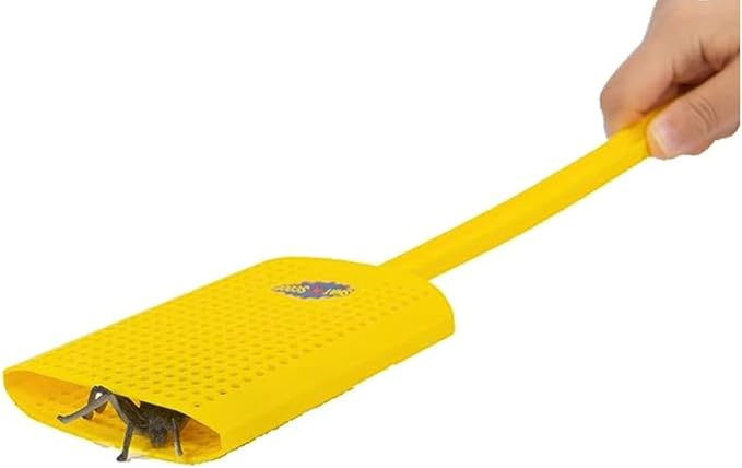 Heavy Duty Fly Swatter and Spider Catcher and Release. Insect Fly Catchers for Inside Home. House Fly Swatter or Humane Bug Catcher with Built in Insect Scoop. (3pk, Yellow)