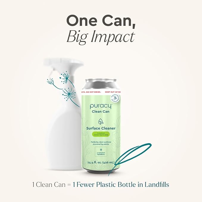 Puracy Multi-Surface Cleaner Clean Can- Plant-Powered All Purpose Cleaner - Surface Cleaner Solution As Seen on TikTok (Green Tea + Lime, 14.4 fl oz, 3 Pack)