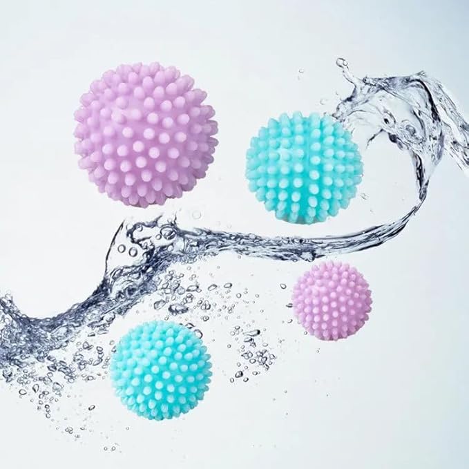 Reusable Laundry Dryer Balls, Pink Plastic Anti-Static Fabric Softener, Reduces Wrinkles, Sustainable Cleaning Supplies, Essential Washing & Drying Aid for Soft, 6 Pack, 2.36 in (Pink)