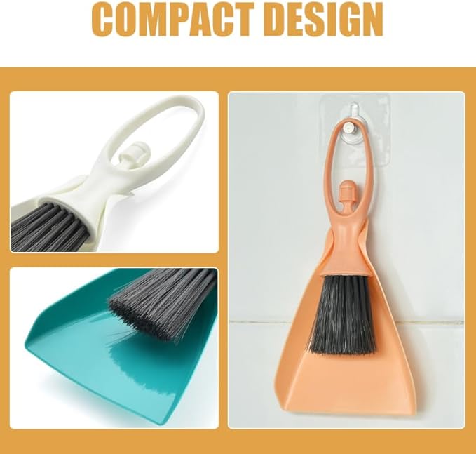 Cabilock Mini Dustpan and Brush Set, 4 Sets Small Broom and Dustpan Set, Desktop Cleaning Tool Accessories for Desktop Computer Keyboard Car Window