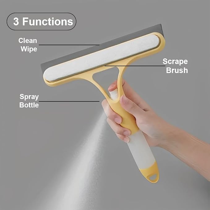 3 in 1 Spray Window Squeegee Cleaner Scraper, Window Squeegee Cleaner Tool with Spray Bottle for Shower Glass, Mirrors, Car, Home Window Cleaner Tool (White)