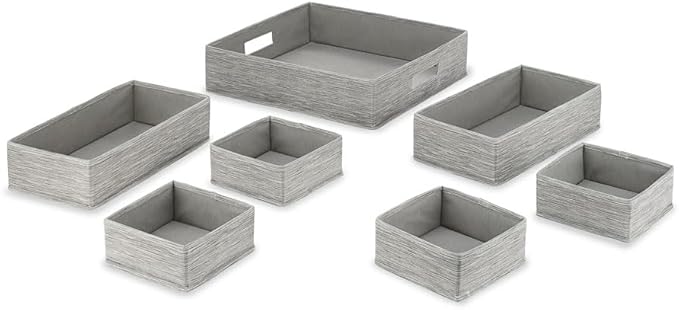 Whitmor Gray Fabric Drawer Organizer Durable Storage, 7 Pcs/Set, Total 4 Sets, 28 Pcs