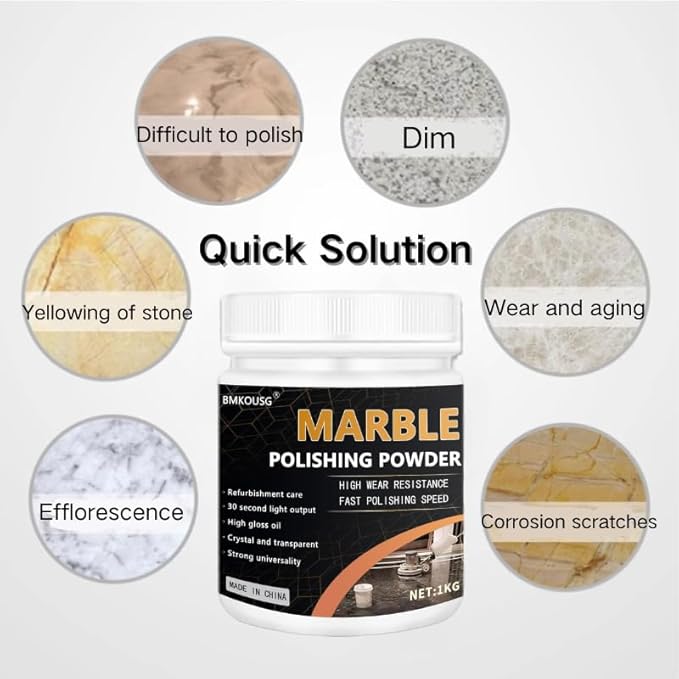 2.2LB Marble Polishing Powder Granite Polish Marble Cleaner Nature Stone Sealer | Professional Grade - Suitable for All Kinds of Stone Polishing Treatment and Shine Renewal