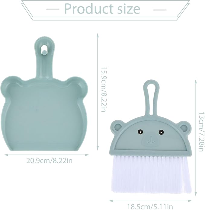 Amabro Small Dustpan Broom Set, Mini Dust Pan with Brush Set Hand Dustpan Table Top Brush Cute Table Crumb Sweeper Broom for Home Desktop Sofa Kitchen Keyboard Sweeping Cars Pet Nest(Blue)
