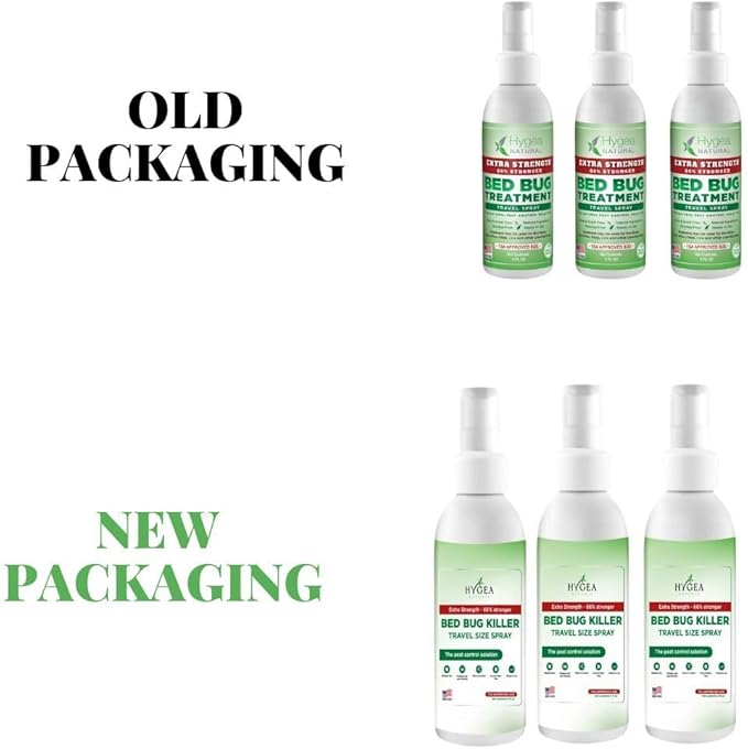 Hygea Natural Extra Strength Bed Bug & Mite Natural Travel Spray - TSA Approved 3 oz Size - Child & Pet Friendly - Stain & Odor Free - for Hotel, Suitcase, Backpack - 66% Stronger Formula (3 pack)