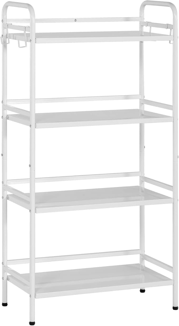 HDANI 4-Tier Metal Storage Rack with Shelf, Storage Shelves, Shelf Organizer, Garage Standing Shelving Unit for Laundry, Bathroom, Kitchen, Pantry, Closet, 23.6''W x 13.8''D x 50''H, White