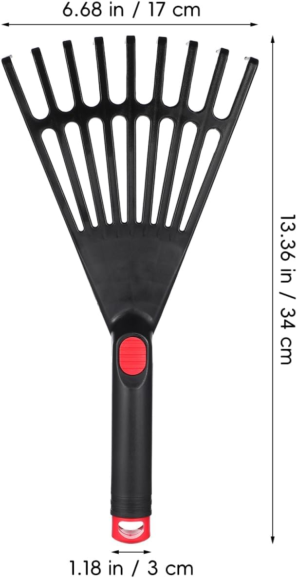 BESPORTBLE 2-Pack Small Hand Rakes - Lightweight Plastic Garden Rakes for Raised Garden Bed, Leaves, Lawns & Tight Spaces, Easy-Grip Ergonomic Handle (No Rust/Bend)
