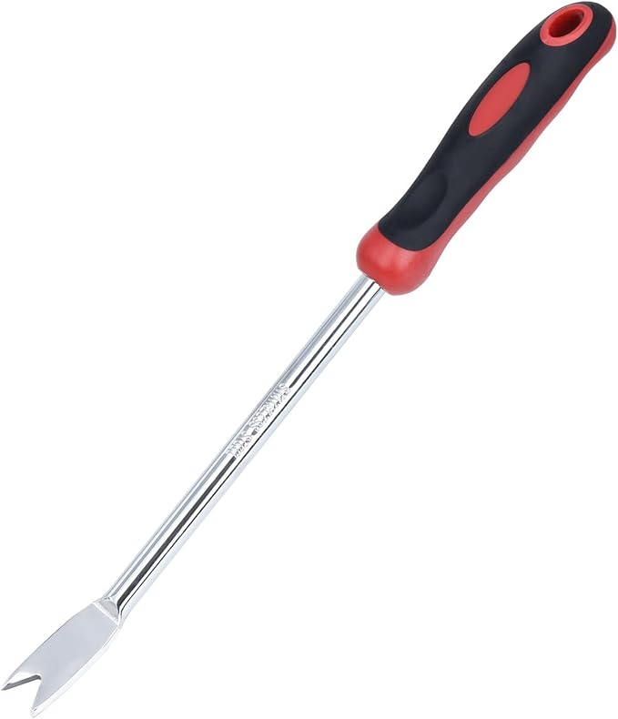 Weed Puller Tool, Dandelion Weeder Puller Tool with Soft Handle, Two-Pronged Fork Weed Remover Tool for Easy Weed Removal, Stainless Steel Garden Weeder Tool for Lawn Farmland Gardening Tools