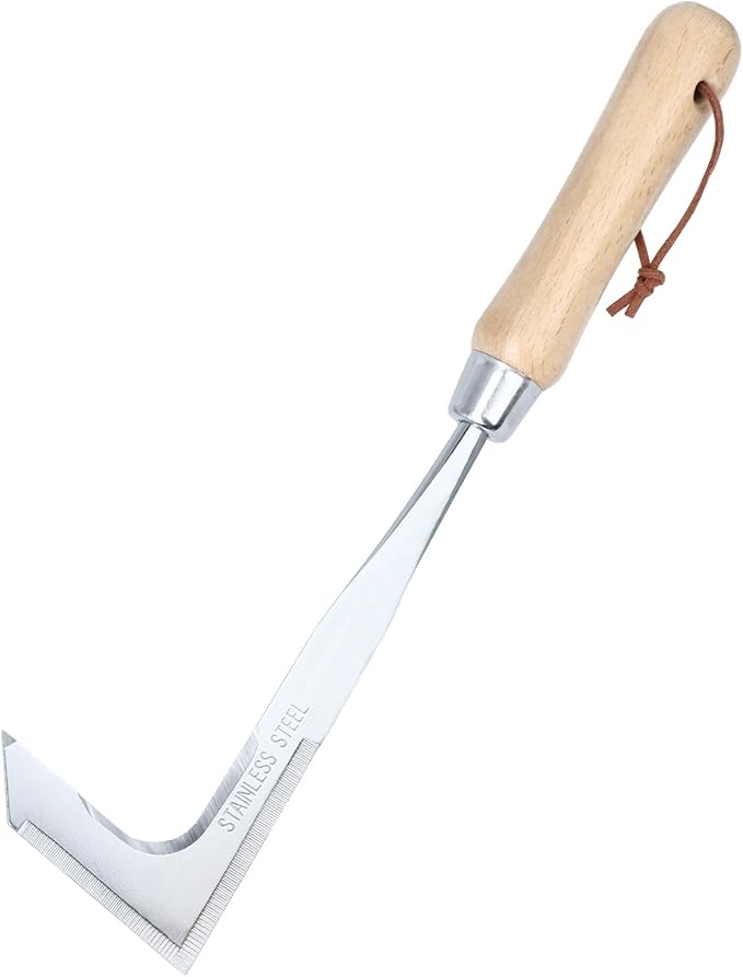 Crack Weeder, Crevice Weeding Tool with Upgrade Sharp Hook Point, L-Shaped Weed Puller Tool with Beech Wood Handle, Efficient Manual Weeder for Sidewalk, Paver, Narrow and Wall Gaps