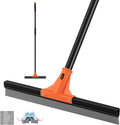 Floor Squeegee Heavy Duty, 17 Inch Rubber Blade, 60 Inch Long Aluminum Handle, Multipurpose Cleaning Squeegee for Garage, Tile, Deck, Bathroom, Window, Glass