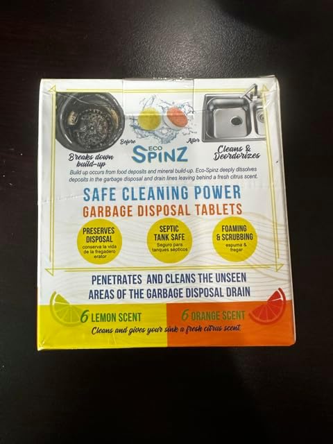 Eco Spinz Garbage Disposal Soap for Cleaning Kitchen Sinks and Drains 6 ct. Lemon & 6 ct. Orange Citrus Scent