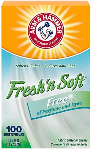 Arm & Hammer Fabric Softener Sheets, Free of Perfumes and Dyes, 100 ct (Pack of 2)