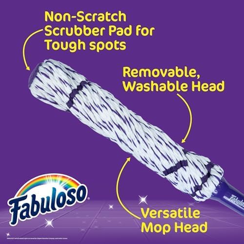 Fabuloso Twist Mop, Self Wringing Floor Mop with Non Scratch Scrubber and Removable Washable Head for Hardwood, Tile, Vinyl and Laminate Floors Cleaning System, 53 Inch Tall