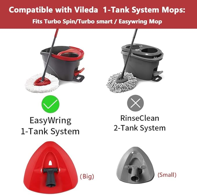 Spin Mop Base for Vileda/Cedar EasyWring Microfibre Spin Mop 1 Tank System - Rotating Triangle Mop Heads Refill Plastic Cover Replacement Accessories