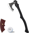 JXE JXO 22.8 Inch Hatchet, Splitting Axe 1065 High Manganese Steel, Hickory Handle Tomahawk Axe with Leather Sheath