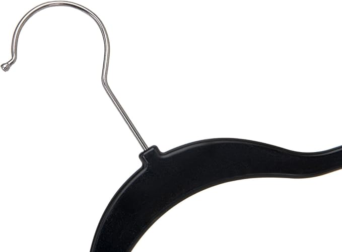 Quality Hangers 200 Pack Plastic Hangers for Clothes - Slim Non-Velvet Hangers with 360° Swivel Chrome Hook & Non Slip Notches - Ideal for Dresses Coats Shirts Jackets & More - Black