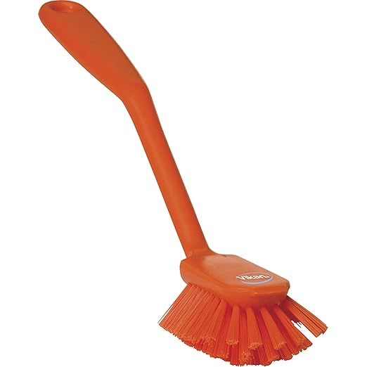 Vikan 42377 Brush,Dish,Scraping Edge,Med,11",PP/PBT,Orange