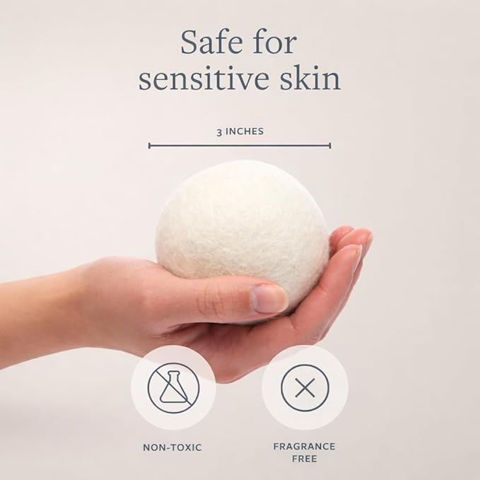 GroundLuxe Premium New Zealand Wool Dryer Balls - 6-Pack, 100% Organic, Hand-Felted, Reusable, Reduce Drying Time - Natural Fabric Softening, Wrinkle & Static Reduction