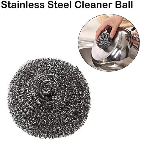 TopHomer 4 Pcs Stainless Steel Wire Balls Scrubbing Scouring Pad for Removing Heavy Dirty Home Cleaning Tools Easy to Clean