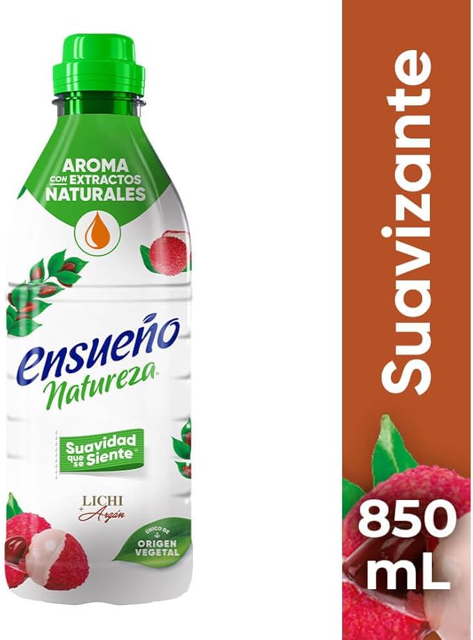 ENSUEÑO Natureza Fabric Softener with Lichi and Argan, Natural Extract Aroma, 850ml, 3 Pack