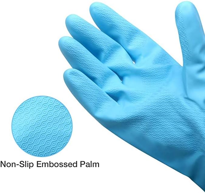 Alimat PluS 1 Pack Reusable Cleaning Gloves Latex Free (Medium), Dishwashing Gloves with Cotton Flock Liner and Embossed Palm, Waterproof Household Gloves for Laundry, Gardening(Pink)