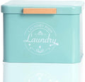 SACREDAY Laundry Pods Holder with Hinged Lid, Farmhouse Space-Saving Metal Container for Laundry Room Decor Organization and Storage, Detergent Dispenser for Efficient Laundry Room Use (Green)